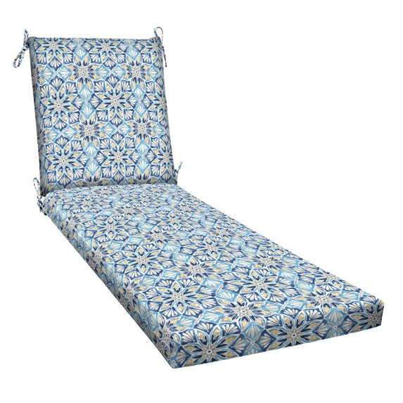 3i Products, Inc. Textured Chaise Lounge Cushion - 22.5" wide x 70" long x 3.5" thick Beryl Pacific Blue