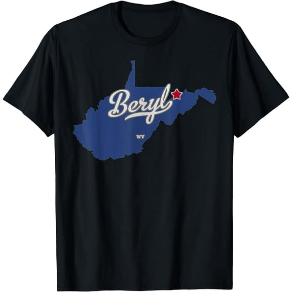 Beryl West Virginia WV Map T-Shirt