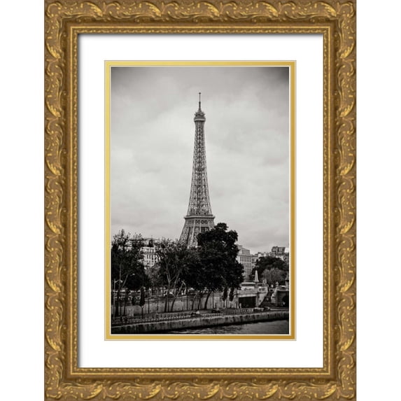 Berzel, Erin 11x14 Gold Ornate Wood Framed with Double Matting Museum Art Print Titled - Eiffel Tower BW I