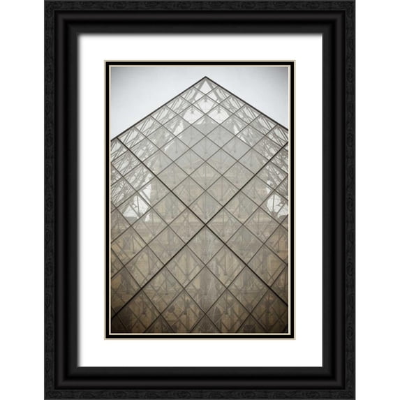 Berzel, Erin 13x18 Black Ornate Wood Framed with Double Matting Museum Art Print Titled - Louvre Pyramid II