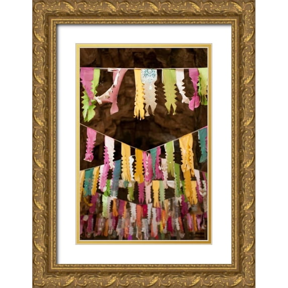 Berzel, Erin 13x18 Gold Ornate Wood Framed with Double Matting Museum Art Print Titled - Colorful Flags I