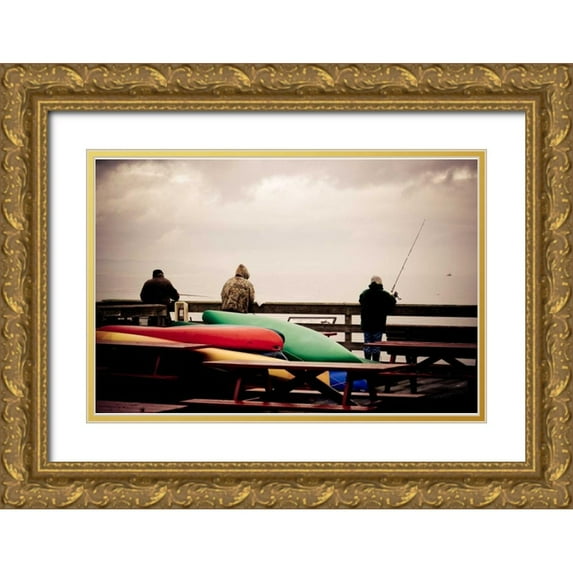 Berzel, Erin 14x11 Gold Ornate Wood Framed with Double Matting Museum Art Print Titled - Coupeville Wharf II