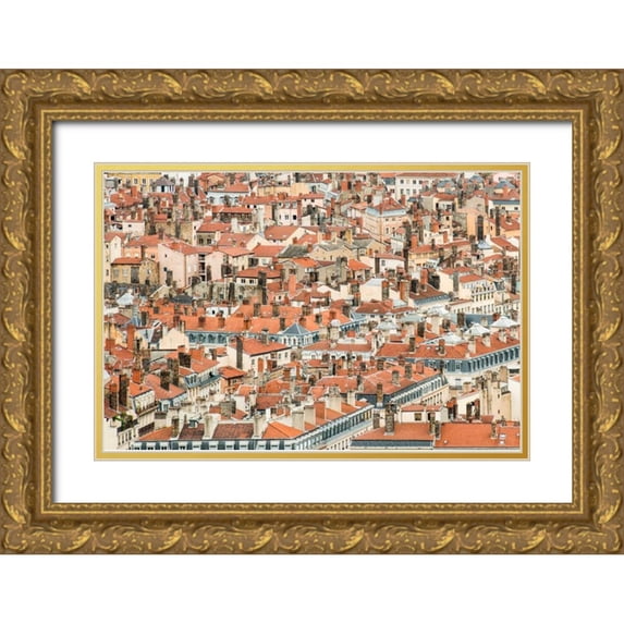 Berzel, Erin 14x11 Gold Ornate Wood Framed with Double Matting Museum Art Print Titled - Lyon Rooftops II