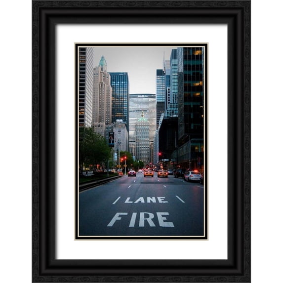 Berzel, Erin 17x24 Black Ornate Wood Framed with Double Matting Museum Art Print Titled - Manhattan Fire Lane