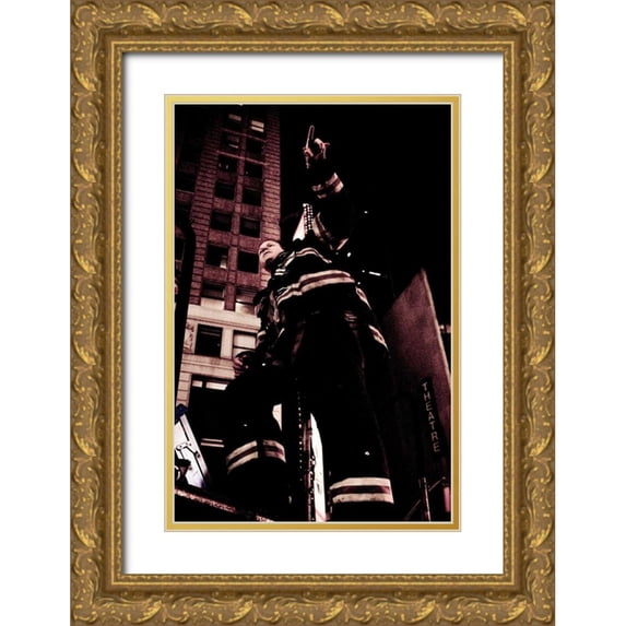 Berzel, Erin 17x24 Gold Ornate Wood Framed with Double Matting Museum Art Print Titled - FDNY Firefighter II