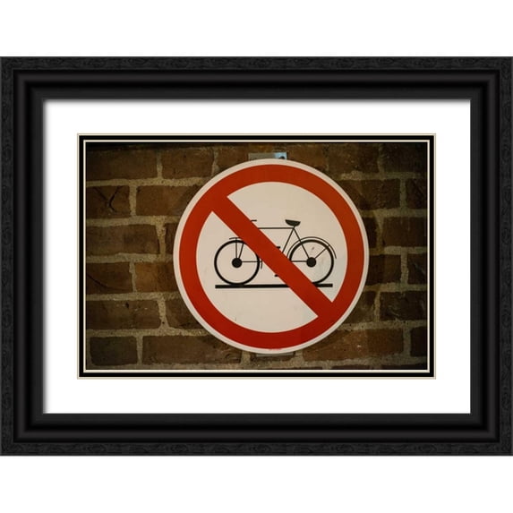 Berzel, Erin 18x13 Black Ornate Wood Framed with Double Matting Museum Art Print Titled - No Bicycles Allowed