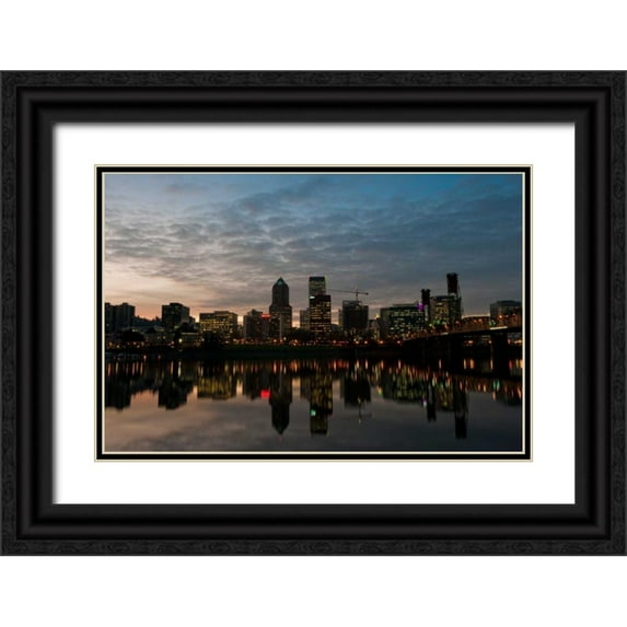 Berzel, Erin 18x13 Black Ornate Wood Framed with Double Matting Museum Art Print Titled - Portland Waterfront I