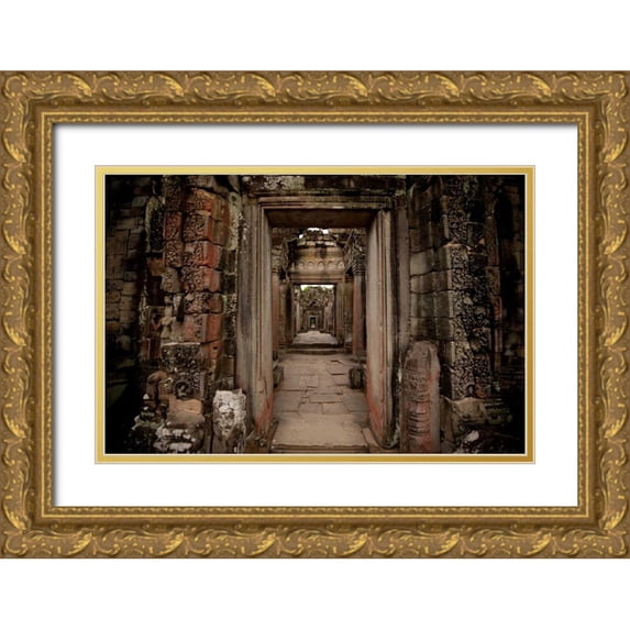 Berzel, Erin 18x13 Gold Ornate Wood Framed with Double Matting Museum Art Print Titled - Preah Khan IV