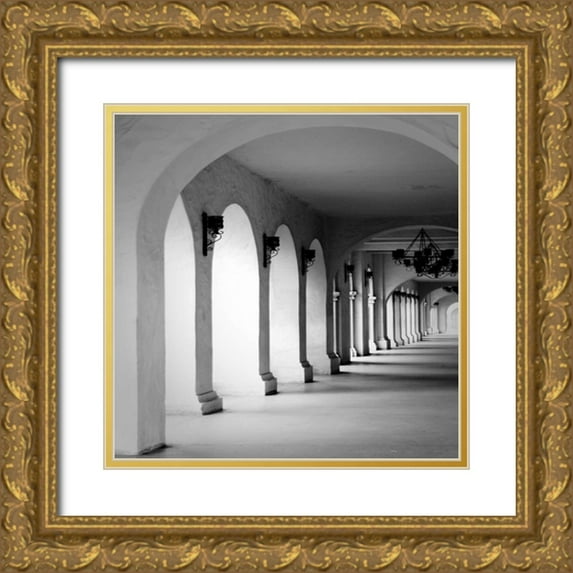Berzel, Erin 20x20 Gold Ornate Wood Framed with Double Matting Museum Art Print Titled - El Prado Square I