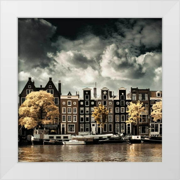 Berzel, Erin 20x20 White Modern Wood Framed Museum Art Print Titled - Amsterdam Canal II