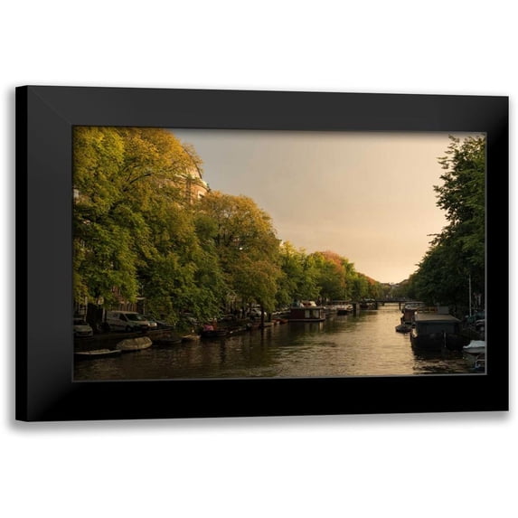 Berzel, Erin 24x17 Black Modern Framed Museum Art Print Titled - Amsterdam Singel Canal III