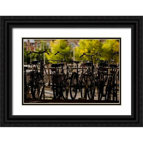 Berzel, Erin 32x23 Black Ornate Wood Framed with Double Matting Museum Art Print Titled - Bicycle Silhouettes II