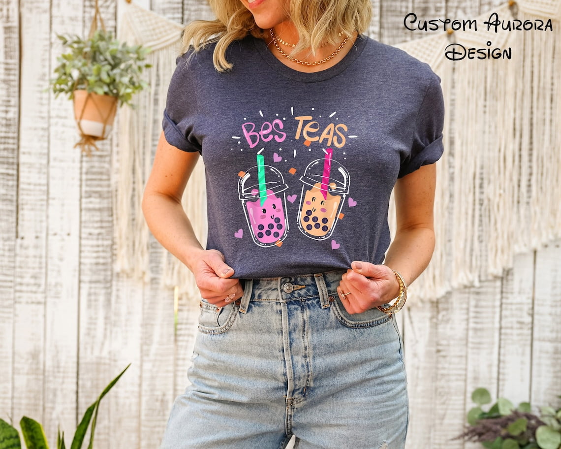 Bes-Teas T-Shirt, Cute Boba Bes Tea Best Friend Shirt, Bubble Tea ...