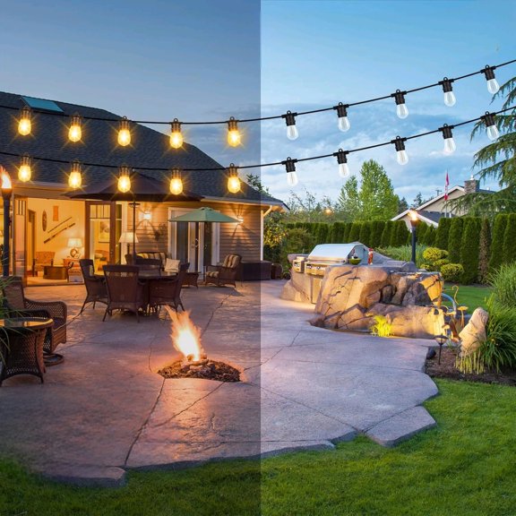 BesLowe 48FT S14 Solar String Lights Outdoor with Remote Controller, Solar Powered Patio Lights Waterproof with LED Edison Bulbs, Dimmable Hanging Lights for Outside Backyard Porch, USB Rechargeable