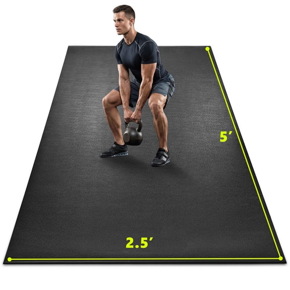 BesWin Large Exercise Mat, 2.5' x 5'(6mm) Extra Durable Workout Mats for Home Gym Flooring, High-Density Gym Mats Cardio Mat for Jump Rope, MMA, Stretch, HIIT, Shoe-Friendly