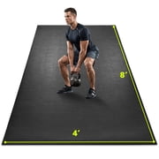 BesWin Large Exercise Mat, 8' x 4'x 1/4" Extra Durable Workout Mats for Home Gym Flooring, High-Density Gym Mats Cardio Mat for Jump Rope, MMA, Stretch, HIIT, S