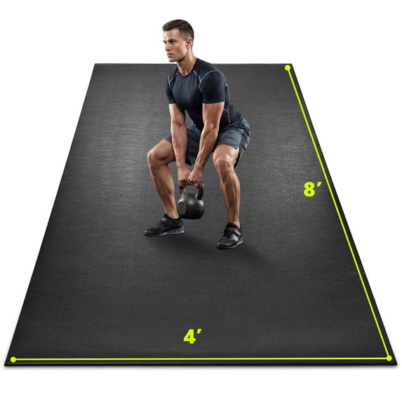BesWin Large Exercise Mat, 8' x 4'(6mm) Extra Durable Workout Mats for Home Gym Flooring, High-Density Gym Mats Cardio Mat for Jump Rope, MMA, Stretch, HIIT, Shoe-Friendly