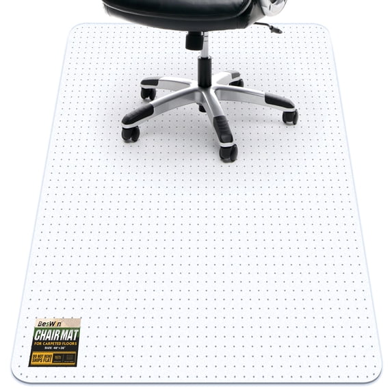 BesWin Office Chair Mat for Carpet, 36" x 48" Clear Heavy Duty Computer Chair Mat, Under Desk Protector Carpeted Floors Mat, Easy Chair Movement, Ship Flat