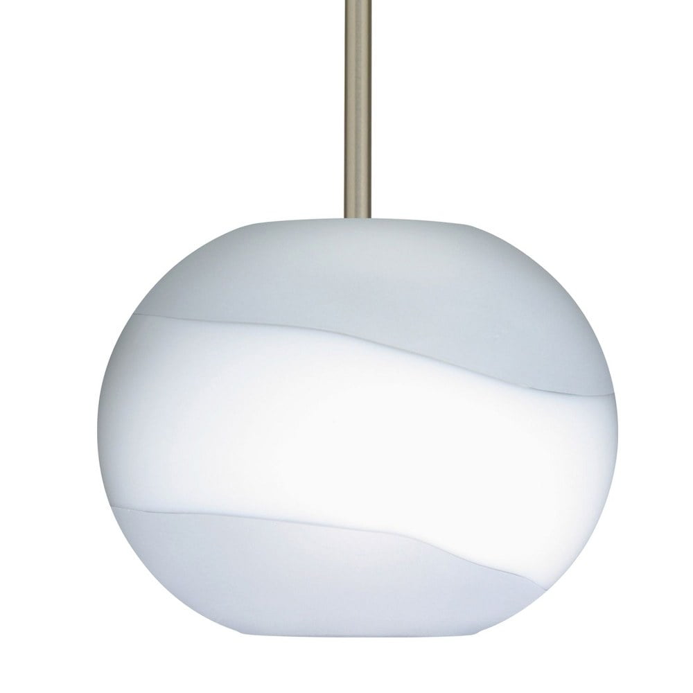 Luna Contemporary Globe Pendant in Satin Nickel with Opal Frost Glass
