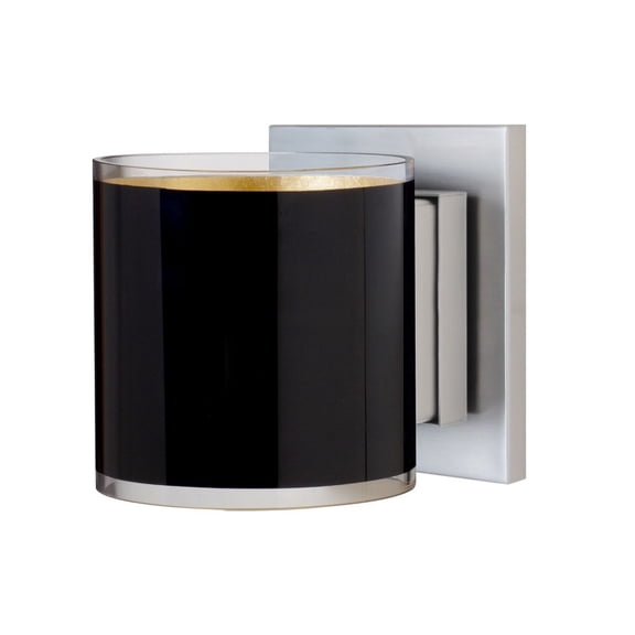 1WS-7180GF-SN Besa Lighting Pogo - 1 Light Mini Wall Sconce In Contemporary Style-5.5 Inches Tall and 4.75 Inches Wide-Satin Nickel Finish-Black/Gold