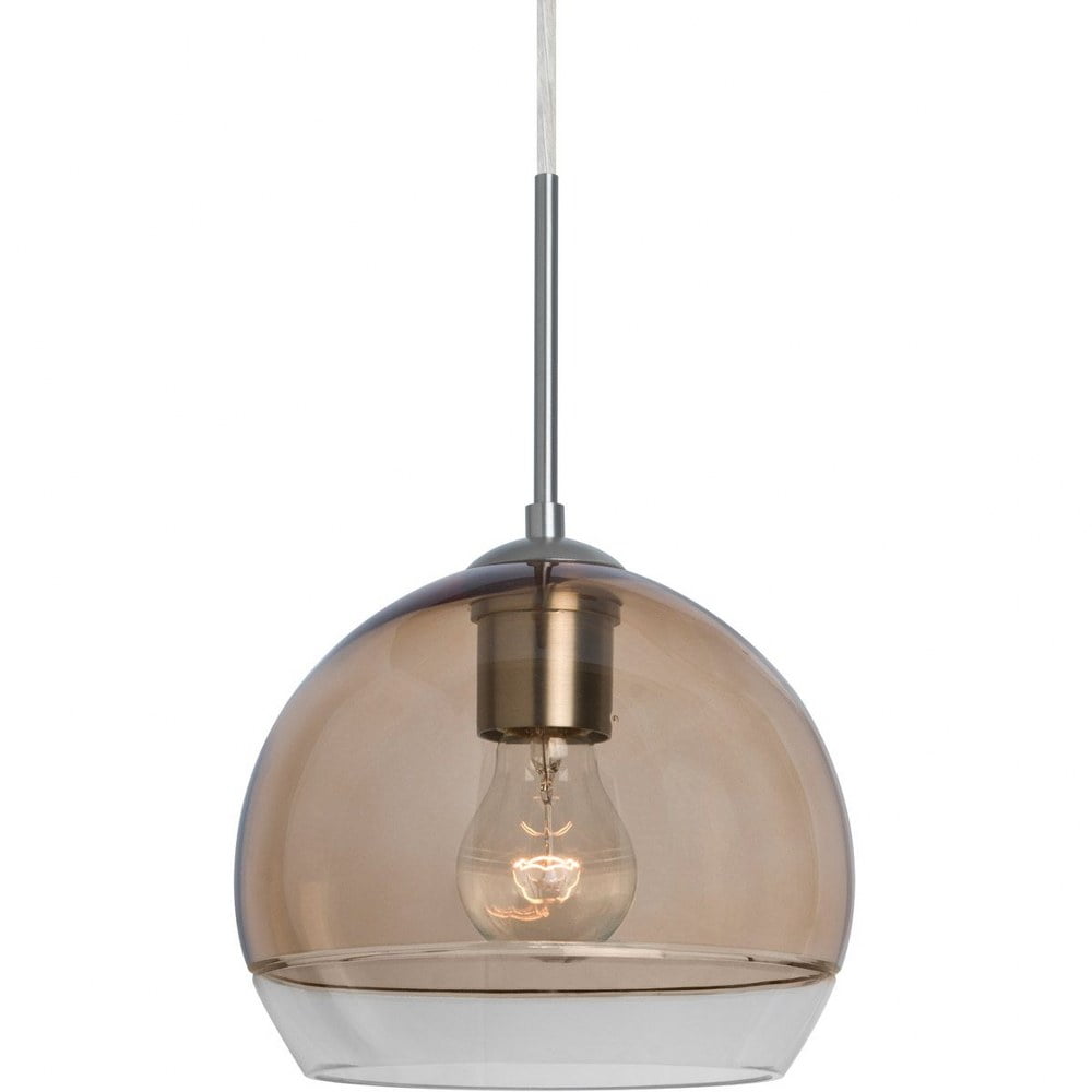 Ally Smoke Globe Pendant Light with Satin Nickel Finish