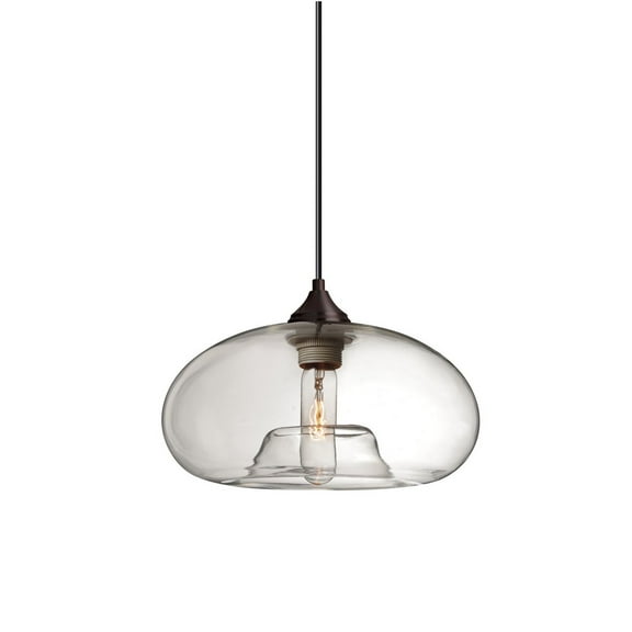 1JT-BANACL-BR-Besa Lighting-Bana-One Light Cord Pendant with Flat Canopy-10.5 Inches Wide by 5.25 Inches High-Bronze Finish-Clear Glass Color