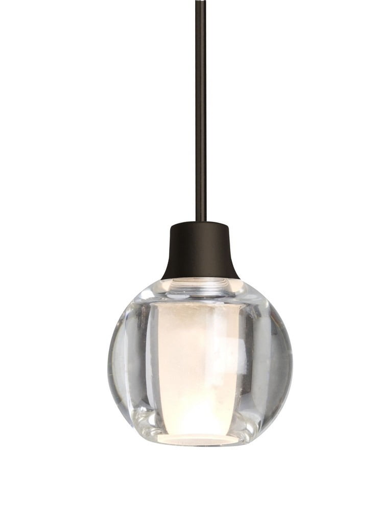 Boca 3 Globe Clear Glass Pendant with Bronze Finish and LED Lights