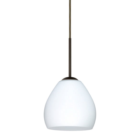 1BT-412207-LED-BR-Besa Lighting-Bolla-One Light Cord Pendant with Flat Canopy-5.88 Inches Wide by 5.25 Inches High-Bronze Finish-Opal Matte Glass
