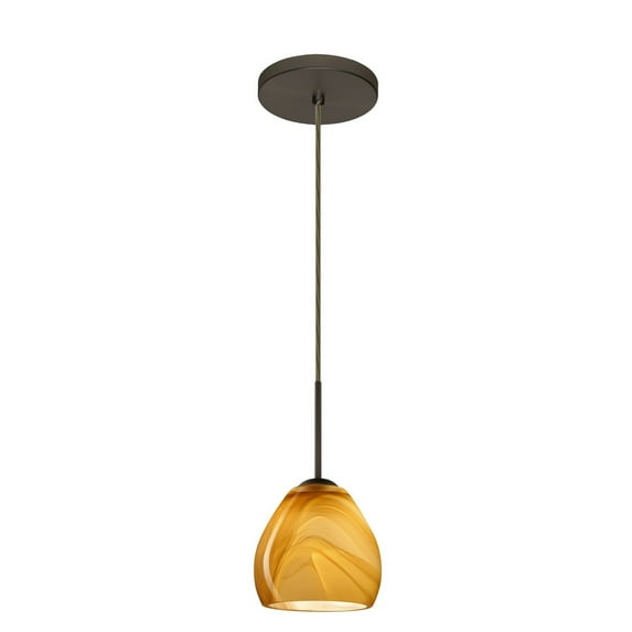 1BT-4122HN-BR-Besa Lighting-Bolla-One Light Cord Pendant with Flat Canopy-5.88 Inches Wide by 5.25 Inches High-Bronze Finish-Honey Glass