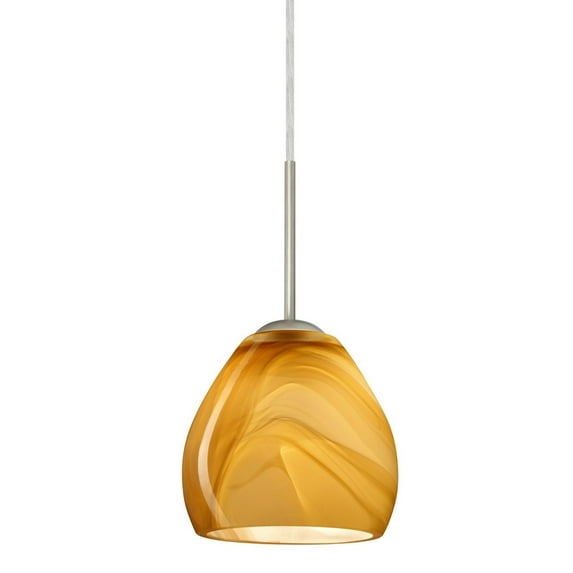 1BT-4122HN-LED-SN-Besa Lighting-Bolla-One Light Cord Pendant with Flat Canopy-5.88 Inches Wide by 5.25 Inches High-Satin Nickel Finish-Honey Glass