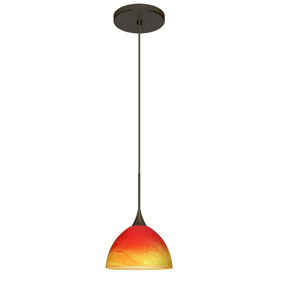 1XT-4679SL-LED-BR-Besa Lighting-Brella-One Light Cord Pendant with Flat Canopy-6 Inches Wide by 4 Inches High-Bronze Finish-Solare Glass Color-LED