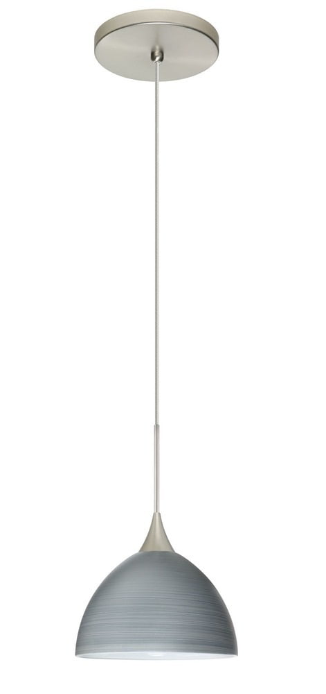 Elegant Brella LED Pendant Light in Satin Nickel with Titan Glass Bowl