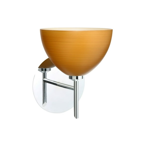 1SW-4679OK-CR Besa Lighting Brella-One Light Mini Wall Sconce-6 Inches Wide by 7.25 Inches High-Chrome Finish-Oak Glass Color-Halogen Lamping Type
