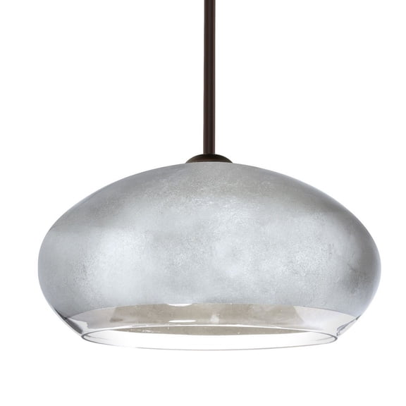 1TT-4345SF-LED-BR-Besa Lighting-Brio 14 - 1 Light Stem Pendant In Contemporary Style-6.88 Inches Tall and 13.75 Inches Wide-Bronze Finish-Silver Foil