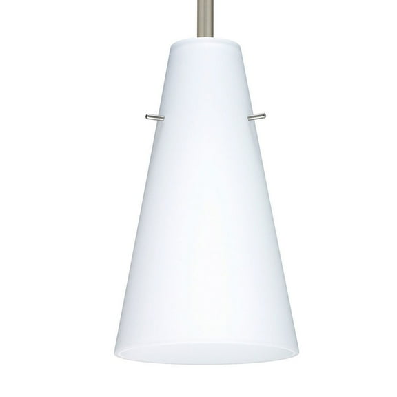 1TT-412407-SN-Besa Lighting-Cierro - 1 Light Stem Pendant In Contemporary Style-9.38 Inches Tall and 5.74 Inches Wide-Satin Nickel Finish-Opal Matte