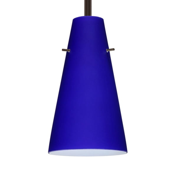 1TT-4124CM-LED-BR-Besa Lighting-Cierro - 1 Light Stem Pendant In Contemporary Style-9.38 Inches Tall and 5.74 Inches Wide-Bronze Finish-Cobalt Blue