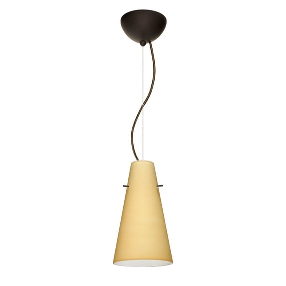 1KX-4124VM-LED-BR-Besa Lighting-Cierro-One Light Cord Pendant with Flat Canopy-5.38 Inches Wide by 9.38 Inches High-Bronze Finish-Vanilla Matte Glass