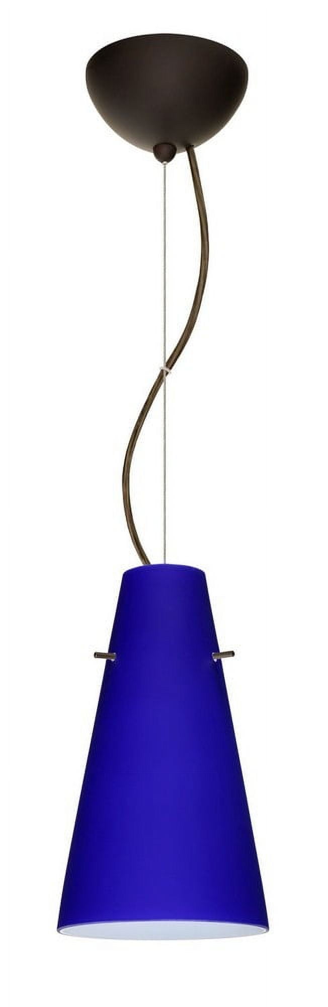 Cobalt Blue Matte Glass Bronze Pendant Light