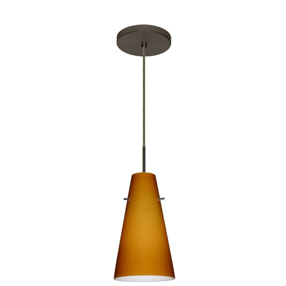 1JT-412480-LED-BR-Besa Lighting-Cierro-One Light Cord Pendant with Flat Canopy-5.38 Inches Wide by 9.38 Inches High-Bronze Finish-Amber Matte Glass