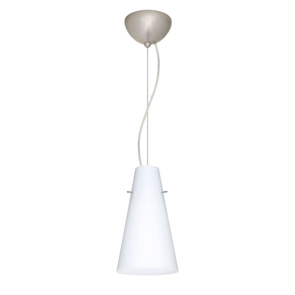 1KX-412407-LED-SN-Besa Lighting-Cierro-One Light Cord Pendant with Flat Canopy-5.38 Inches Wide by 9.38 Inches High-Satin Nickel Finish-Opal Matte