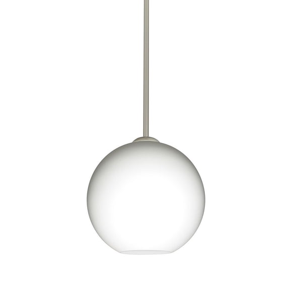 1TT-COCO807-LED-SN-Besa Lighting-Coco 8-One Light Stem Pendant-7.88 Inches Wide by 7.5 Inches High-Satin Nickel Finish-Opal Matte Glass Color-LED
