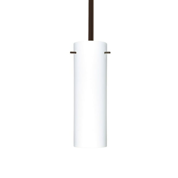 1TT-493007-BR-Besa Lighting-Copa - 1 Light Stem Pendant In Contemporary Style-9.88 Inches Tall and 3.13 Inches Wide-Bronze Finish-Opal Matte Glass