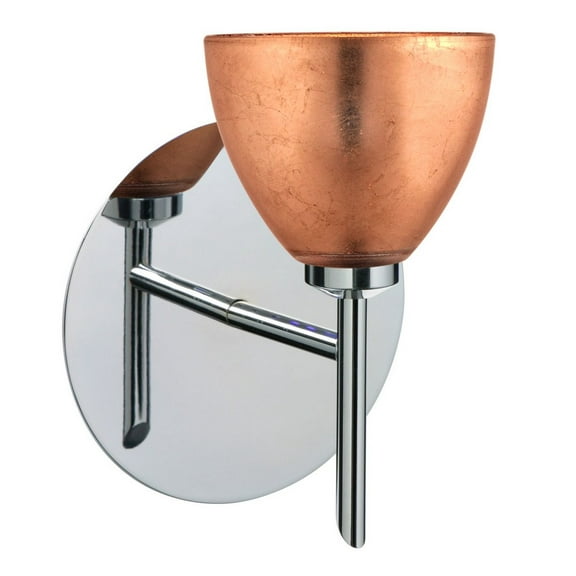 1SW-1758CF-CR Besa Lighting Divi-One Light Mini Wall Sconce-5 Inches Wide by 5.88 Inches High-Chrome Finish-Copper Foil Bound Glass Color-Halogen