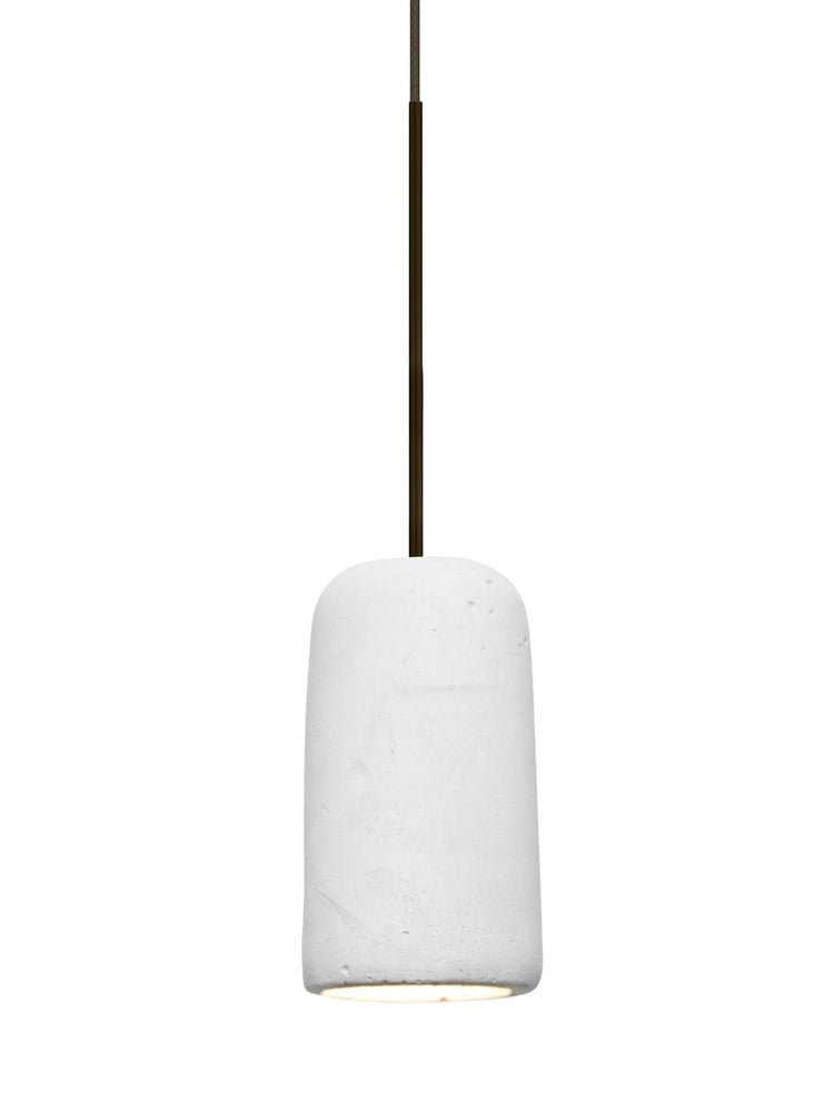 Glide Mini LED Pendant Light in Satin Nickel with Tan Glass Shade