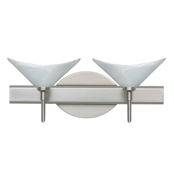 2SW-191352-LED-SN-Besa Lighting-Hoppi-Two Light Bath Vanity-14.63 Inches Wide by 6 Inches High-Satin Nickel Finish-Marble Glass Color-LED Lamping Type