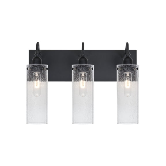 3WG-JUNI10CL-BK-Besa Lighting-Juni 10 - Three Light Bath Vanity-Clear Bubble Glass Color