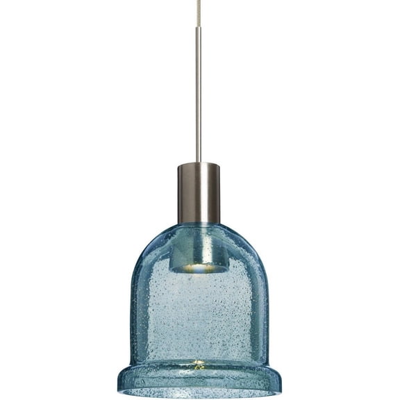 Besa Lighting - Kiba - 4.5 Inch 3W 1 LED Cord Pendant-Satin Nickel Finish-Blue