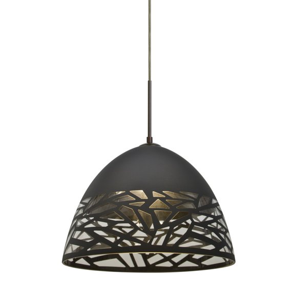 1JT-KIEVBK-LED-BR-Besa Lighting-Kiev-One Light Pendant with Flat Canopy-12.5 Inches Wide by 8.75 Inches High-Bronze Finish-Black Glass Color-LED