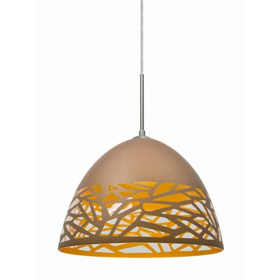1JT-KIEVCP-LED-SN-Besa Lighting-Kiev-One Light Pendant with Flat Canopy-12.5 Inches Wide by 8.75 Inches High-Satin Nickel Finish-Copper Glass
