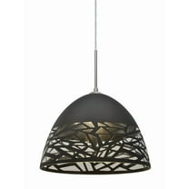 1JT-KIEVBK-LED-SN-Besa Lighting-Kiev-One Light Pendant with Flat Canopy-12.5 Inches Wide by 8.75 Inches High-Satin Nickel Finish-Black Glass Color-LED